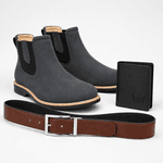 Kit Completo Brahman Boots: Botina Braquiado Preto + Cinto Dupla Face + Carteira Preta