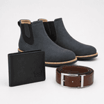 Kit Completo Brahman Boots: Botina Braquiado Preto + Cinto Dupla Face + Carteira Preta