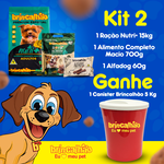 Kit 1 Ração Nutri +15 kg Para Cachorro + Alimento Completo 700 G 1 Alfadog 60 G Petisco para cachorro e Ganhe 1 Canister Brincalhão 
