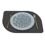 Jogo Americano Folha + Porta Copos - Kit Com 6 - Cor: Preto