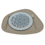 Jogo Americano Stone + Porta Copos - Kit Com 6 - Cor: Aveia