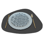 Jogo Americano Stone + Porta Copos - Kit Com 6 - Cor: Preto