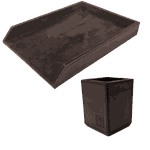 Kit 6 WorkSpace TABACO - Porta Papel A4 e Porta Lápis - COURO LEGÍTIMO