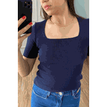 Blusa Decote - Marinho