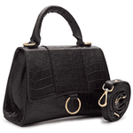 Bolsa Feminina Em Couro Legítimo Com Alça Transversal - Preta