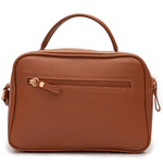 Bolsa maleta Feminina Em Couro Legítimo Com Divisória E Alça Transversal - Caramelo