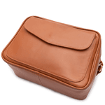 Bolsa maleta Feminina Em Couro Legítimo Com Divisória E Alça Transversal - Caramelo