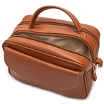 Bolsa maleta Feminina Em Couro Legítimo Com Divisória E Alça Transversal - Caramelo