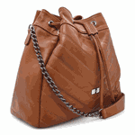 Bolsa Saco Couro Tiras Correntes