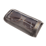 Porta Óculos Flat Couro Grafite metalizado