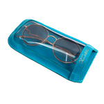 Porta Óculos Flat Couro Azul hawaii