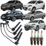 Jogo Cabos e Velas Ignição Bravo Doblo Grand Siena Idea Linea Palio Punto Strada 1.6 1.8 16v E-Torq Flex Após 2015 NGK SCT67 KR8B10D