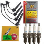 Jogo Cabos e Velas Ignição Bravo Doblo Grand Siena Idea Linea Palio Punto Strada 1.6 1.8 16v E-Torq Flex Após 2015 NGK SCT67 KR8B10D
