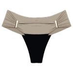 CALCINHA DRAPEADA BICOLOR COM METAL BLACK E NUDE