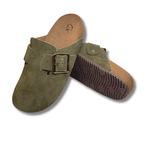 Clogs Ox em Couro Camurça Cor Verde OLiva