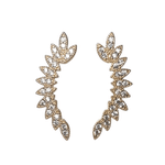 Brinco Ear Cuff folhas dourado