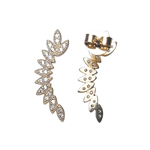 Brinco Ear Cuff folhas dourado