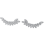 Brinco Ear Cuff folhas prateado