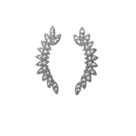 Brinco Ear Cuff folhas prateado
