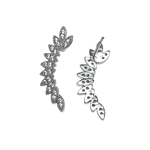 Brinco Ear Cuff folhas prateado
