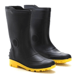 Bota Preta PVC Impermeavel de Sola Amarela 