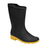 Bota Preta PVC Impermeavel de Sola Amarela 