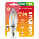 Lâmpada Superled Vela Fila E14 2700K - Ourolux