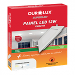 Painel Led superled Embutir 12W BIV 6500K Quadrado - Ourolux