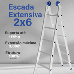 ESCADA EXTENSIVA ALUMÍNIO 2x6 MOR