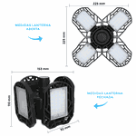 Lanterna LED Dobrável Camping Recarregável Solar e USB 4 folhas