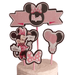 Topo de Bolo Aniversário da Minnie Rosa