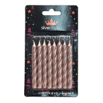Vela de Aniversário Espiral Silver Festas - Rosa 8 unidades