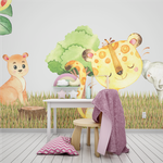 Papel de Parede Infantil Animais fofinhos