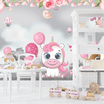 Papel de Parede Infantil Unicórnio Fofo