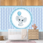 Papel de Parede Infantil Elefante Azul