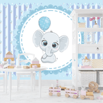 Papel de Parede Infantil Elefante Azul