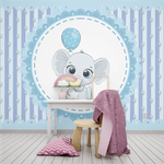Papel de Parede Infantil Elefante Azul
