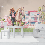 Papel de Parede Menina Barbie e Cavalo