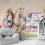 Papel de Parede Menina Barbie e Cavalo
