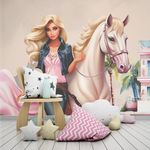 Papel de Parede Menina Barbie e Cavalo