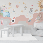 Papel de Parede Menina Astronauta Rosa