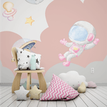 Papel de Parede Menina Astronauta Rosa