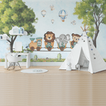 Papel de Parede Menino Trem Leãozinho