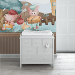 Papel de Parede Três Porquinhos Construindo