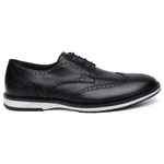 Sapato Masculino Grécia Derby Brogue Tamanho Especial Couro Preto 
