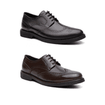 Kit 2 Pares Sapato Casual Brogue em Couro