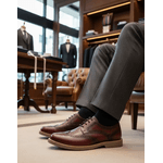 Sapato Brogue Tamanho Especial em Couro Vinho