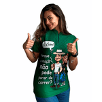 CAMISA FEMININA MANGA CURTA AGROPIL VERDE GOLA PADRE Ô CAROL