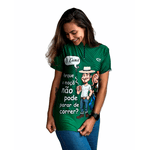 CAMISA FEMININA MANGA CURTA AGROPIL VERDE GOLA PADRE Ô CAROL