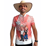 CAMISA KIT CASAL MANGA CURTA AGROPIL BRANCO/LARANJA GOLA PADRE Ô CAROL